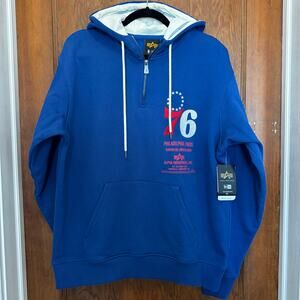 NWT New Era Alpha Industries Embroidered Philadelphia‎ Phila 76ers Hoodie M NBA
